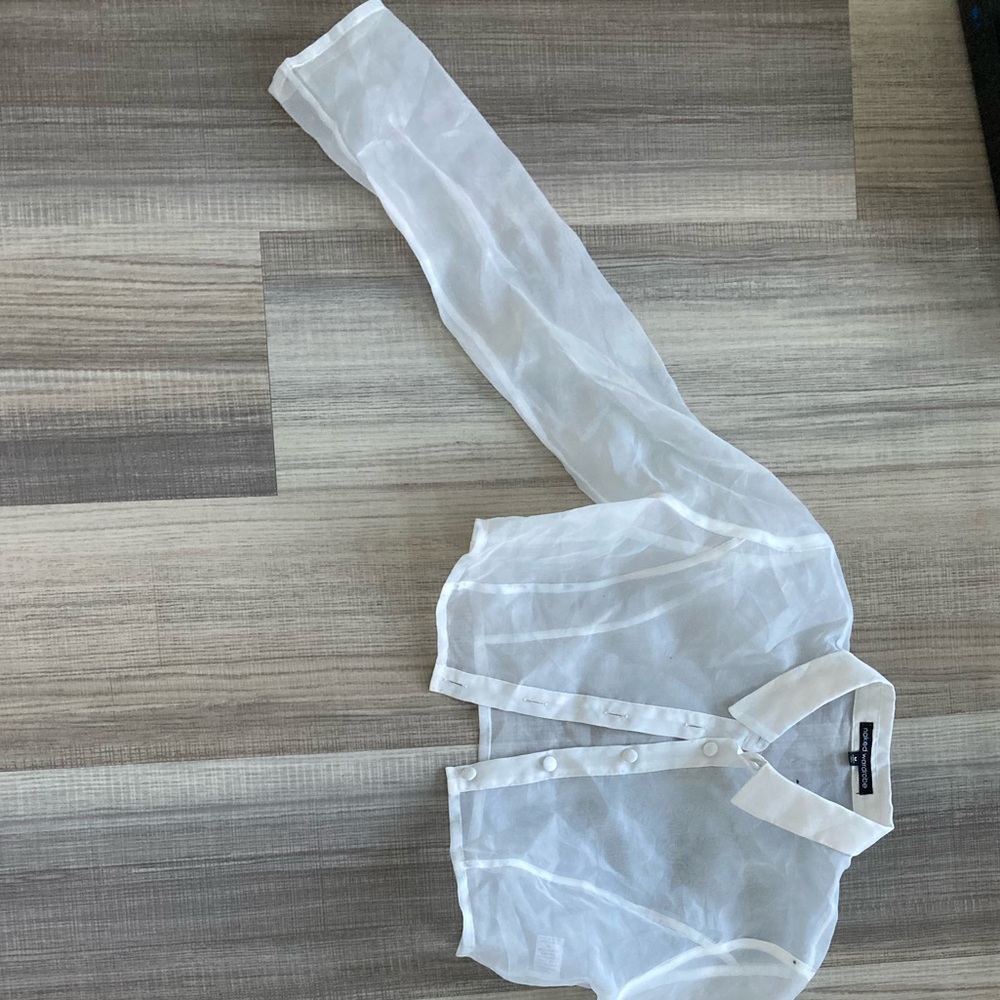 Naked Wardrobe Cropped Button Up Chiffon Top